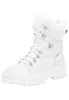 A white winter boot with fur trim is shown against a white background. Podgląd zdjęcia produktu