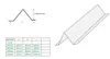Diagrams and a table showing dimensions for a product, along with a 3D illustration of the product. Produktbild-Vorschau