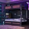 Hochbett 90x200 cm mit LED-Beleuchtung & Treppe, Etagenbett Produktbild-Vorschau 2