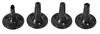 Four black cookie press attachments with different nozzle shapes are arranged in a row on a white background. Podgląd zdjęcia produktu