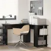 A corner desk setup with a chair, lamp, and storage. Náhled obrázku produktu