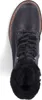 A top-down view of a black boot with fur lining. Voir les images du produit
