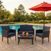 4-teiliges Polyrattan Lounge-Set mit Tisch Gartenmöbel Set Produktbild-Vorschau 1