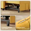 Collage of close-up shots of a yellow sofa bed, highlighting its construction, wheels, and cushion. Podgląd zdjęcia produktu