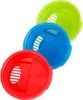 Three colorful lids for drink cans, stacked diagonally. Produktbild-Vorschau