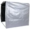 A silver outdoor storage shed with an open front revealing a black interior. Produktbild-Vorschau
