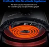 Close-up of the heating element of an air fryer, with marketing text overlay. Produktbild-Vorschau