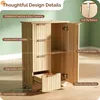 A wooden cabinet with its doors and drawers open, showcasing its features. Náhled obrázku produktu