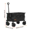 A black VEVOR folding wagon with dimensions indicated by measurement lines and text. Podgląd zdjęcia produktu