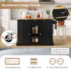 A black kitchen island with a wooden countertop is shown in a kitchen setting. Various features and certifications are highlighted with text and icons. Voir les images du produit