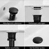 A collage of four images showing the installation steps for a sink drain assembly. Produktbild-Vorschau