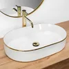 Lavabo da Appoggio in Vetroceramica Rea Nadia White Gold Anteprima dell’immagine prodotto 2