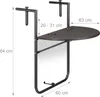 Table suspendée pour balcon, Pliable, Marron, 84 x 60 x 63 Voir les images du produit 4