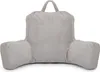 A light gray corduroy backrest pillow with armrests, shown against a white background. Náhled obrázku produktu
