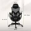 A gaming chair with dimensions indicated by measurement lines and text. Náhled obrázku produktu