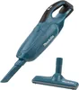 A teal and black Makita cordless handheld vacuum cleaner with a floor nozzle attachment, displayed against a white background. Podgląd zdjęcia produktu