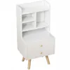 A white bedside table with two drawers and open shelves, standing on wooden legs. Podgląd zdjęcia produktu