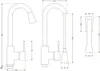 Technical drawings of a kitchen faucet with dimensions indicated. Náhľad obrázku produktu