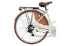 Close-up side view of the rear wheel and frame of a cream-colored bicycle. Náhled obrázku produktu