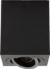 A black square LED spotlight with a swiveling light source is shown from a slightly downward angle against a white background. Produktbild-Vorschau