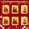 A collage of six LED Christmas candles featuring Santa Claus and snowman designs, set against a red background with festive decorations. Produktbild-Vorschau