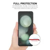 A hand holding a smartphone with a screen protector applied, with marketing text overlayed. Produktbild-Vorschau