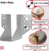 A product image showing a metal beam connector with various informational overlays and close-up images. Náhled obrázku produktu