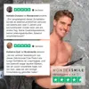 A man is smiling and holding an electric toothbrush, with customer reviews displayed on the left side of the image. Náhled obrázku produktu