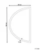 A diagram showing the dimensions of a semi-circular shower enclosure. Náhľad obrázku produktu