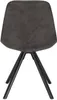 The back view of a dark gray upholstered chair with black metal legs. Produktbild-Vorschau