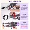 A three-panel instructional image showing how to replace the dust container on a vacuum cleaner. Produktbild-Vorschau