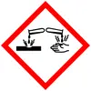 A safety symbol indicating corrosive material. Produktbild-Vorschau