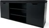 A black shoe cabinet with a padded seat on top, shown against a white background. Náhľad obrázku produktu