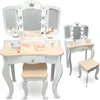 Mamabrum Coiffeuse XXL Pour Enfants En Bois Avec Tabouret - Voir les images du produit 1