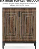 A close-up view of a wooden cabinet with a textured door design. Voir les images du produit