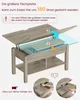 Diagram showing how to operate a lift-top coffee table. Voir les images du produit