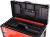 An open red and black toolbox with an internal tray. Produktbild-Vorschau