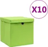 vidaXL Úložné boxy s vekom 10 ks 28x28x28 cm zelené Náhľad obrázku produktu 6