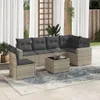 vidaXL 7-tlg. Garten-Sofagarnitur mit Kissen Hellgrau Poly Produktbild-Vorschau 2