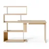 A modern, light wood desk with an integrated shelving unit, shown against a white background. Voir les images du produit