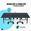 A table tennis table with features highlighted by text and diagrams. Produktbild-Vorschau