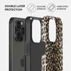 A disassembled phone case showing its double-layer protection with a silicone interior and hard shell exterior, featuring a leopard print pattern. Anteprima dell’immagine prodotto