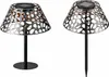 Two solar garden lights with decorative metal shades are shown against a white background. Produktbild-Vorschau
