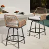 Drehbare Barhocker 2er Set aus Rattan und Metall mit grauen Produktbild-Vorschau 9
