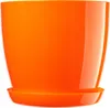 A bright orange plastic plant pot with a matching saucer, isolated on a white background. Náhľad obrázku produktu