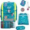 A collection of school supplies including a backpack, pencil case, and drawstring bag, all with a floral design. Produktbild-Vorschau