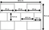 A diagram showing the dimensions of a modular shelving unit. Produktbild-Vorschau