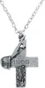 A silver-colored necklace with a pendant shaped like a cross with a helmet and the year 1986 inscribed on it. Produktbild-Vorschau