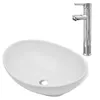 vidaXL Bad Waschbecken mit Mischbatterie Keramik Oval Weiß Produktbild-Vorschau 3