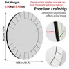 A diagram showing a round mirror with dimensions and weight information, along with close-up views of its edge. Anteprima dell’immagine prodotto